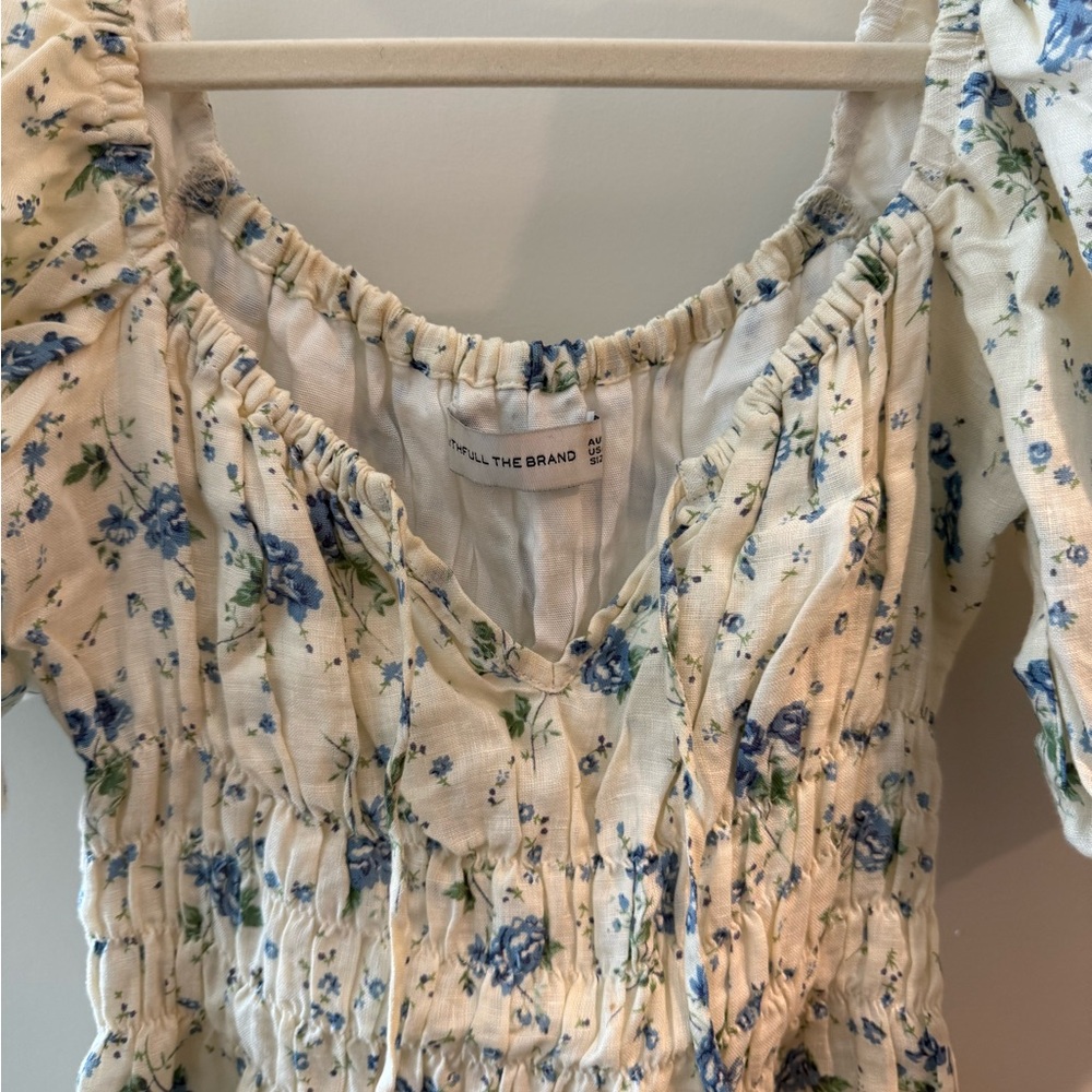 Faithfull The Brand Linen Floral Mini Dress